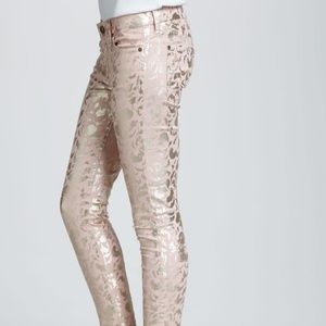 7 For all Mankind pink and metallic gold jean